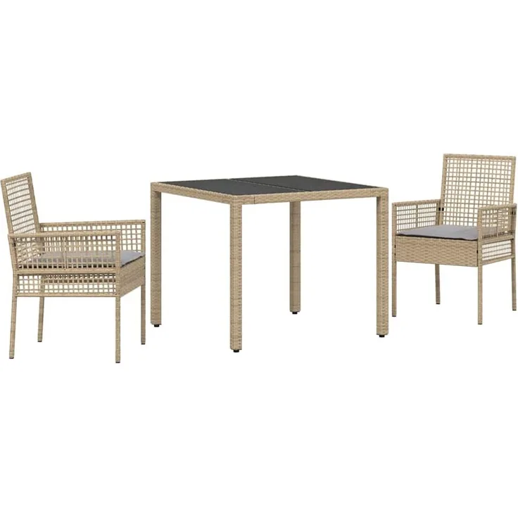 vidaXL Garten Essgruppe 3 pcs Beige Poly-Rattan 3334879
