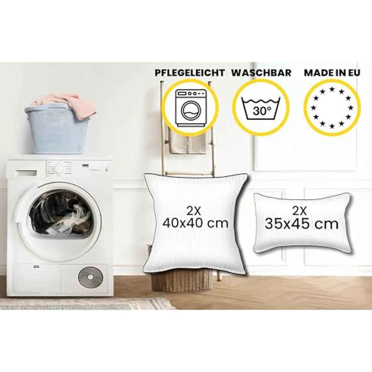 Amilian Dekokissen 4er Set mit Füllung - weiche Sofakissen - 2x 40x40 cm + 2x 35x45 cm, (4 Stück) Kuschelkissen - Couchkissen mit Kissenfüllung - Zierkissen – Bild 4