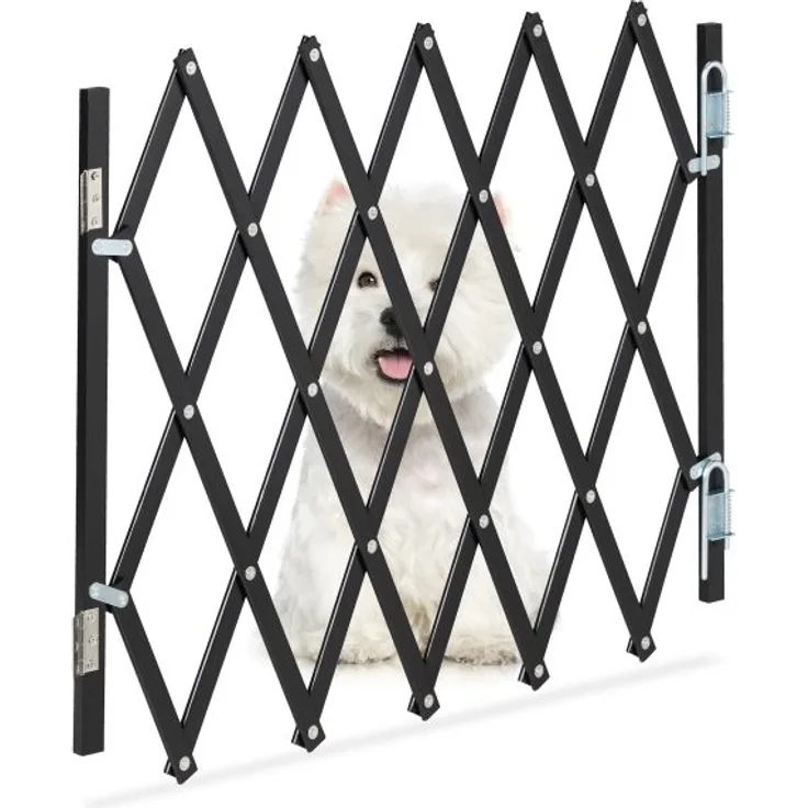 Ausziehbares Hundeabsperrgitter schwarz