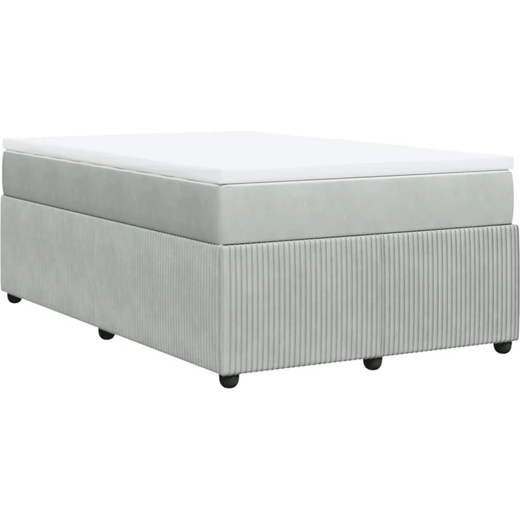 vidaXL Boxspringbett mit Matratze Hellgrau 120x200 cm Samt 3285632 – Bild 9
