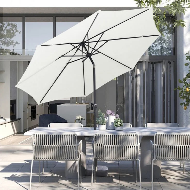 Sekey Sonnenschirm ø 200/270/300 cm Gartenschirm Rund, Marktschirm Knickbar, mit Kurbel, LxB: 300x300 cm, sonnenschirm 300cm, Neigungswinkel, für Balkon Garten, UV 50+ – Bild 2