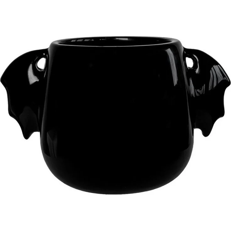Horror-Shop Tasse Schwarzglänzende Keramik Tasse mit Fledermausflüge, Keramik – Bild 3