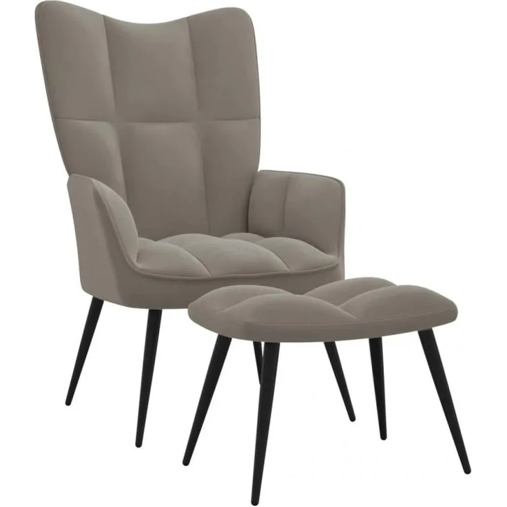 vidaXL Relaxsessel mit Hocker Hellgrau Samt [328084]
