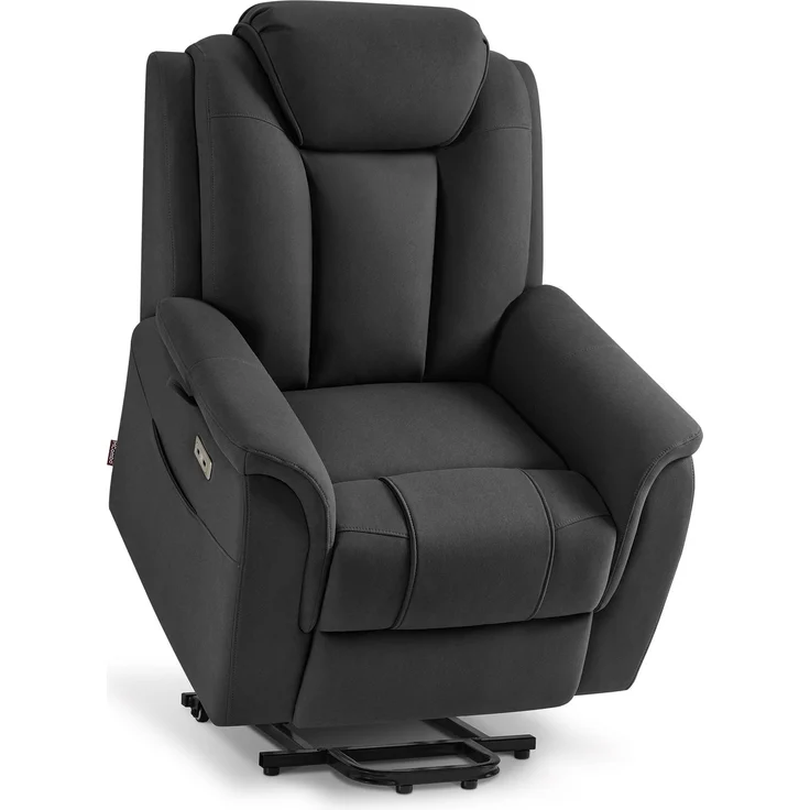 M MCombo Fernsehsessel mit Aufstehhilfe Elektrisch, 2 Rollen für Mobilität, Massage & Heizung, Verstellbare Kopfstütze, Sessel mit Aufstehhilfe 35D Vollschaum-Sitzkissen 7269 (Mikrofaser, Dunkelgrau) – Bild 1