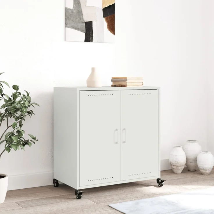 vidaXL Sideboard Weiß 68x39x72 cm Stahl 846661 – Bild 2