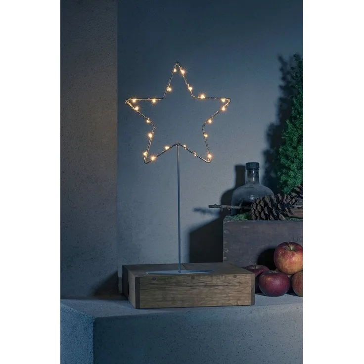 KONSTSMIDE No. 1218-993 LED Metallstern mit Metall-Fuß silberfarben lackiert 20x40 cm