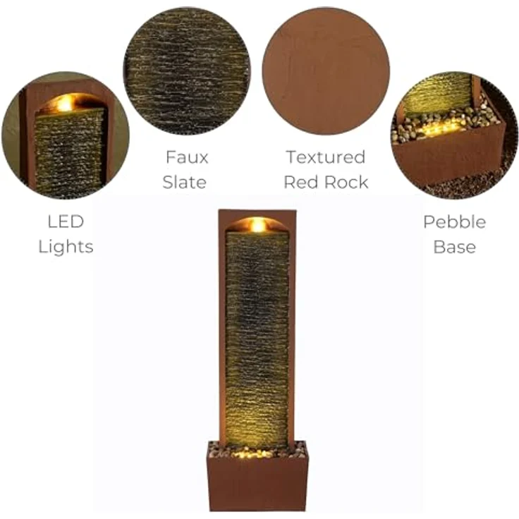 Teamson Home Gartenbrunnen mit LED rot 84 cm – Bild 8