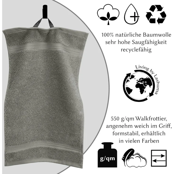 Lashuma Gästehandtücher Linz, Frottee (4-St), Flauschige Gästetücher grau 30x50 cm – Bild 7