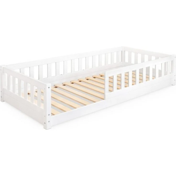 Ehrenkind Kinderbett Bodenbett aus aus massivem Kiefernholz mit Rausfallschutz (Hochwertiges Kinderbett aus FSC® zertifziertem Holz / Bodenbett in 90x200, Montessori Kinderbett 90x200cm), Bodenbett 90x200 cm, aus FSC zertifiziertem Holz – Bild 3