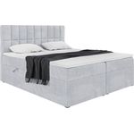 MEBLINI Boxspringbett LUKAS 180x200 cm mit Bettkasten - H3/Hellgrau Samt Polsterbett - Doppelbett mit Topper & Taschenfederkern-Matratze