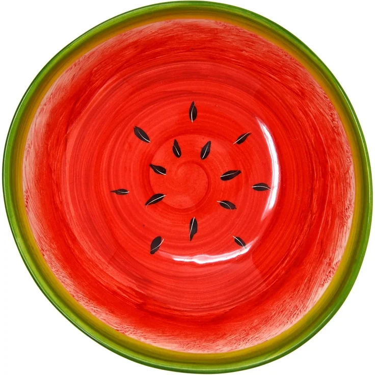 Lashuma Salatschüssel Melone, Keramik, (1-tlg), Handbemalte Obstschale rund Ø 20 cm – Bild 8