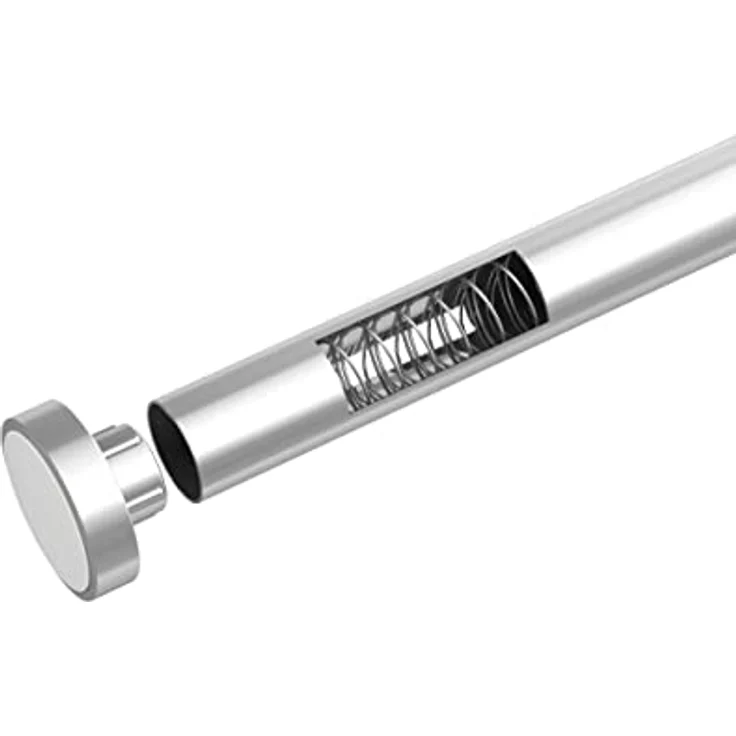 WENKO Duschvorhangstange Luz, Ø 280 mm, ausziehbar, ohne Bohren, geklemmt, Edelstahl, Kunststoff, ohne bohren, 110 - 185 cm, aus rostfreiem Edelstahl – Bild 7