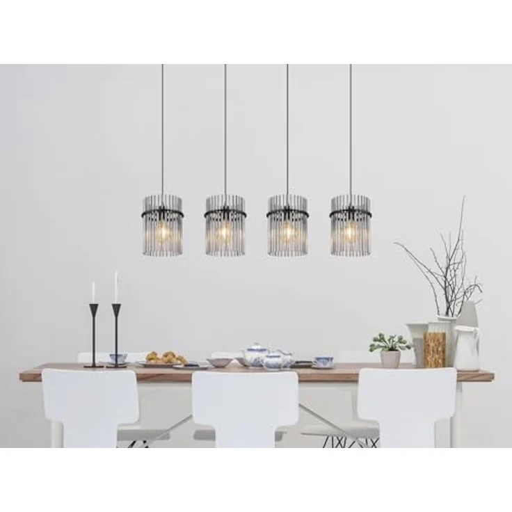 Globo Gorley Pendelleuchte, moderne Hängeleuchte mit 4 E27 Fassungen, Rauch und Schwarz matt, 60 W, L x B x H: 110 x 20 x 140 cm – Bild 5