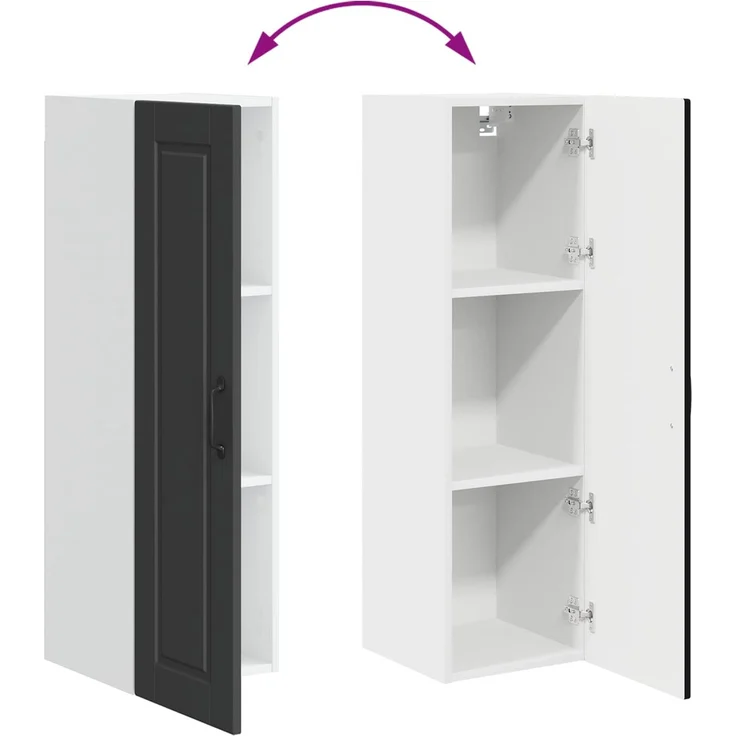vidaXL Wandschrank PORTO Schwarz 30 x 31 x 100 cm Holzwerkstoff 885456 – Bild 11