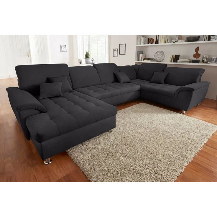 DOMO collection Wohnlandschaft Franzi wahlweise mit Kopfteilverstellung Bettfunktion, Bettkasten, im XXL-Format B/T/H: 352/214/80 cm, Steppung im Sitz, U-Form