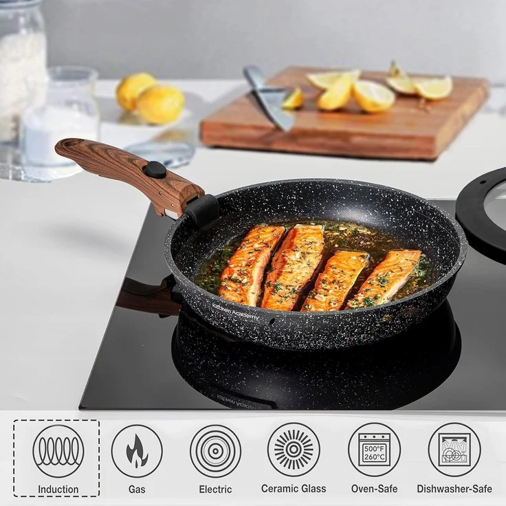 Kitchen Academy Topfset 10tlg. abnehmbarer Griff Induktion Töpfe Set Antihaft – Bild 3