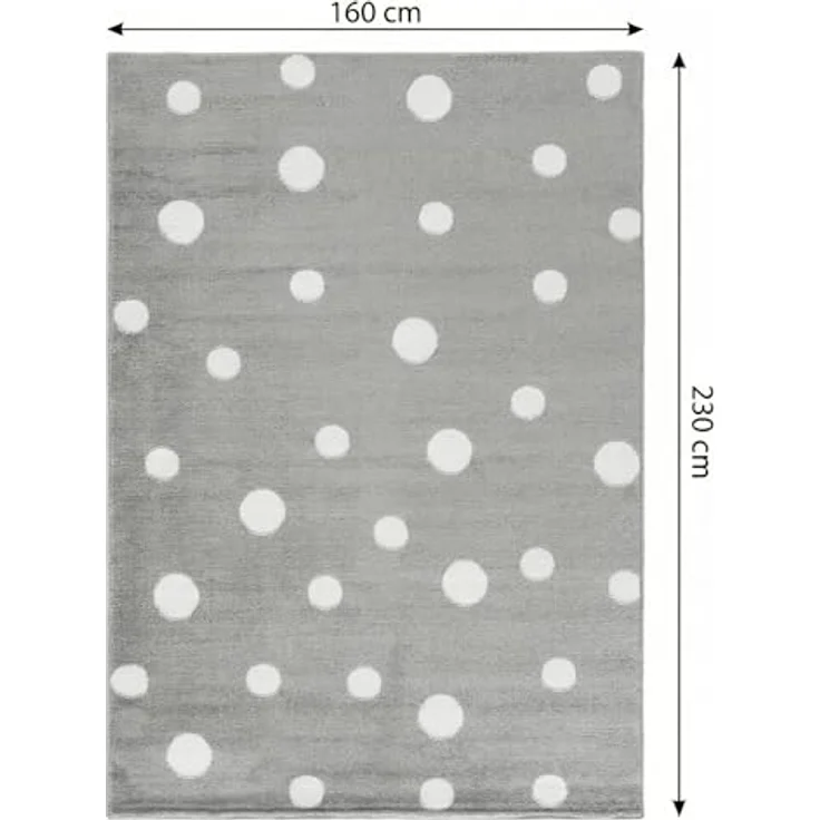 Jimri Kinderteppich DOTS l Pünktchen Gepunktet | Farbe: Beige Blau Rosa | Kinderzimmer/Jugendzimmer (Grau, 160x230 cm) – Bild 3