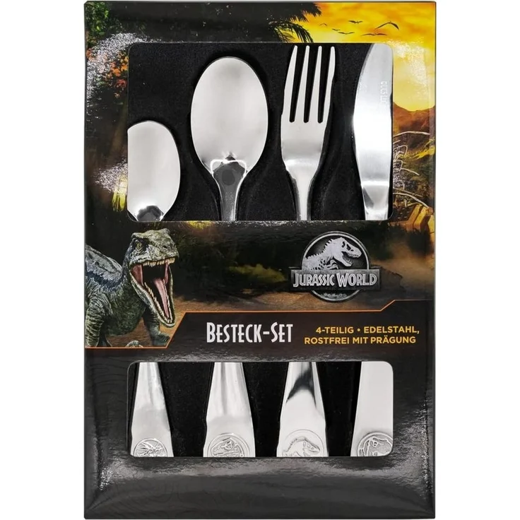 Jurassic World Kinderbesteck Kinder Besteck-Set Jurassic World 4-teilig Messer, Gabel, Löffel (4-tlg) – Bild 2