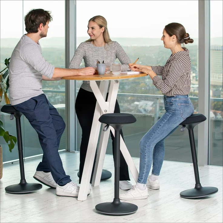 Ergotopia 'Dykó I' Sitz-Stehhocker mit Schwingeffekt, 360° drehbar, höhenverstellbar 57–83 cm, Schwarz – Bild 7