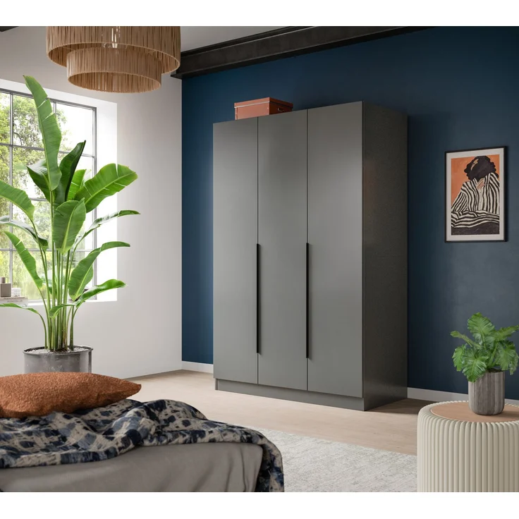 Kleiderschrank 3-türig (B/H/T: 120x180x52 cm) in anthrazit – Bild 6