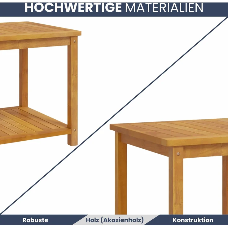 DELUKE® Beistelltisch Holz EMMI - Massivholz, 45x45x45cm | Couchtisch Akazie Beistelltisch Couch Holztisch Outdoor Sofatisch Gartentisch eckig – Bild 4