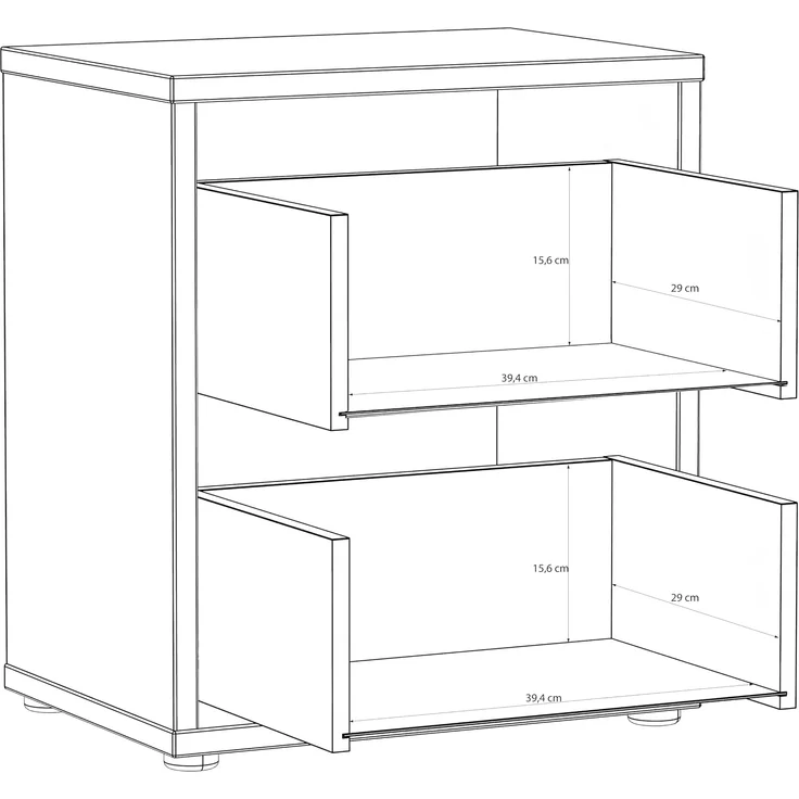 Forte Alice Springs Kommode 50, moderner Nachttisch, Beistelltisch, 2 Schubladen, Schlafzimmer, Wohnzimmer, Holzwerkstoff, Kaschmir Beige, 49,8 cm breit x 57,5 cm hoch x 34,9 cm tief – Bild 6