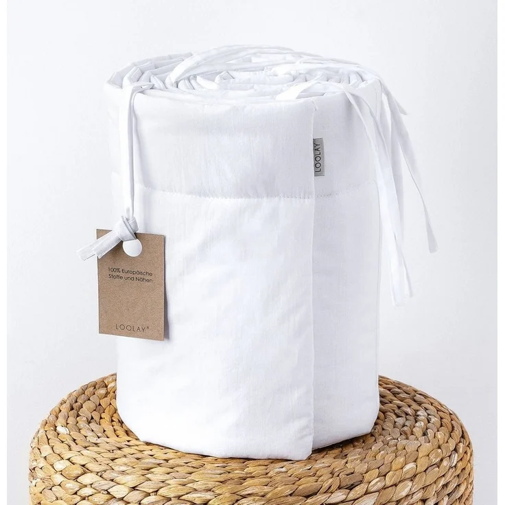 Loolay Bettnestchen 100% WEIß BIO-Baumwolle Atmungsaktives Babybett BETTUMRANDUNG, (420, 360, 210, 180 x 30cm, Baby und Neugeborene Premium GESCHENK!, LUX Babyausstattung Umrandung Kopfschutz Kantenschutz Bettschlange), LOOLAY® - 100% Europäische Stoff... – Bild 3