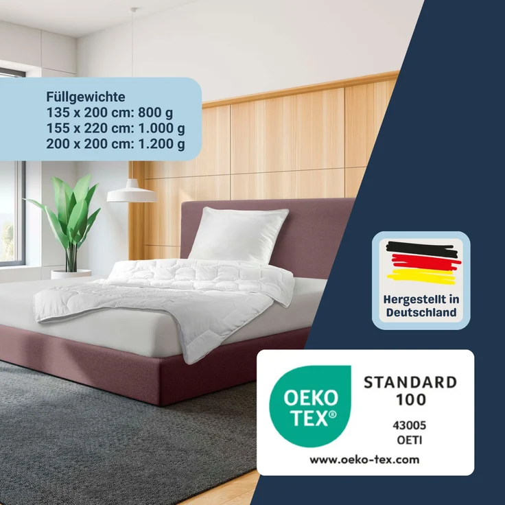 Traumhaft gut schlafen Softline - Steppbett, verschiedene Wärmestufen, Allergikergeeignet, Ausführung: Vierjahreszeiten-Steppbett, Größe: 155 x 220 cm – Bild 5