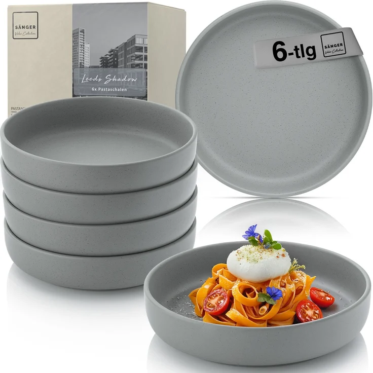 SÄNGER Steingut Pastaschalen Leeds Shadow 6 teilig – Bild 1