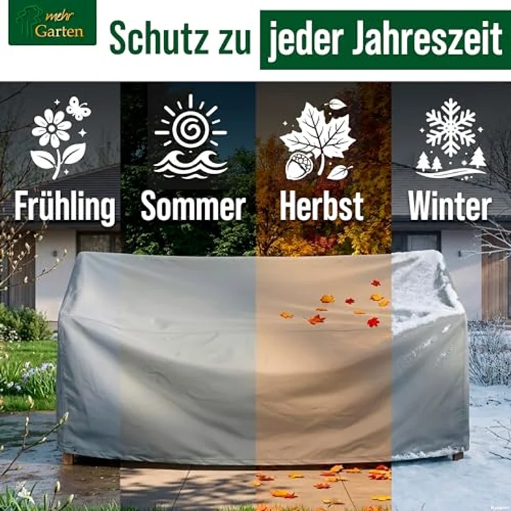 mehr Garten Gartenmöbel-Schutzhülle Premium, Premium Gartenbank-Schutzhülle 3 Sitzer: 163(B)x70(T)x63/86(H) cm I Ro – Bild 7