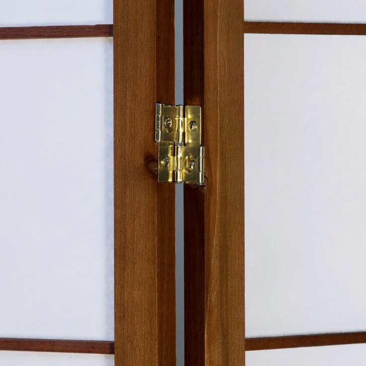 Paravent Raumteiler 4 teilig, Holz Reispapier Braun – Bild 8