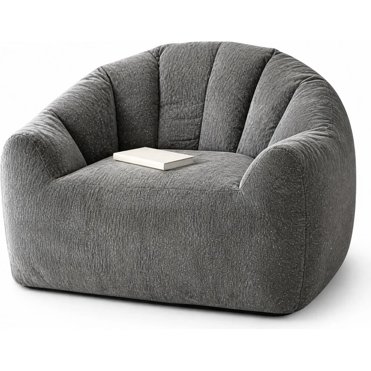 Sitzsack, Flanell, rund, mit ergonomischer Kontur & komprimierter Verpackung, 99x86,3x64,7 cm, Grau – Bild 6