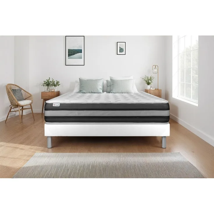 Matratzenset VITAL SPRING ZEN 130 x 200 cm Bettrahmen Kit weiß