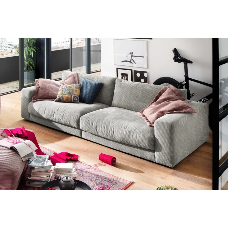KAWOLA Sofa MADELINE 3-Sitzer Cord hellgrau 85 x 127 x 290 cm – Bild 2