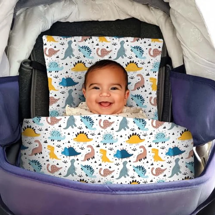 Amilian Babybettwäsche Kinderwagenset - 2tlg. Kinderbettwäsche - 80x80cm + 35x40cm, 100% Baumwolle, 2 teilig, Bettwäscheset für Kinderwagen, Wiege, Babybett - Baby Bettwäsche – Bild 4
