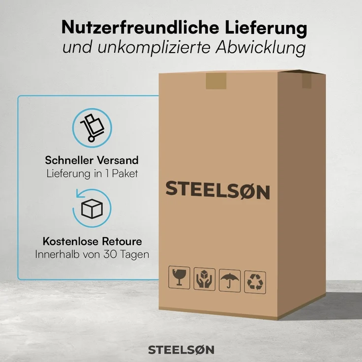 STEELSØN 'Alarian' Hängesessel mit Metallgestell, höhenverstellbar und faltbar, wetterfest, Polyrattan, dunkelgrau/schwarz, bis 150 kg belastbar, inkl. Kissen – Bild 10