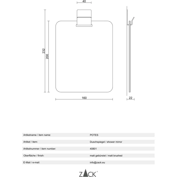 Zack Rasierspiegel ZACK Potes Anti Beschlag Spiegel 16x23,2x3,2 cm – Bild 4