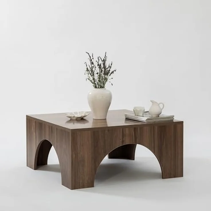 Hanah Home Stylish Walnut Coffee Table, 80 x 80 x 37 cm | 100% Melamine Coated Chipboard, 18 mm Thick, PVC Edge Bands | Modern Design, Easy Assembly – Bild 1