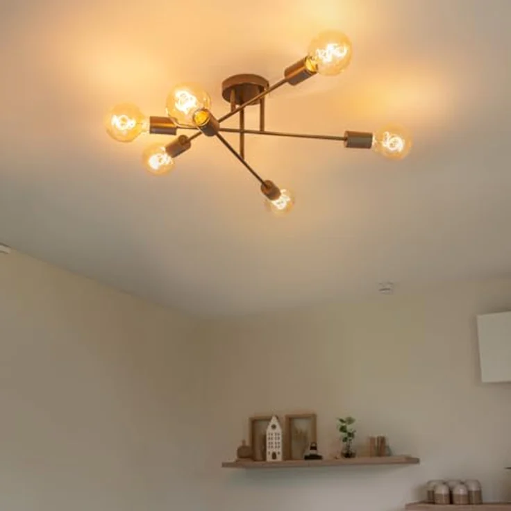 Qazqa Sydney Deckenleuchte, 6-flammig, dimmbar, dunkelbronze, 55 cm, ideal für Flur und Wohnzimmer – Bild 2