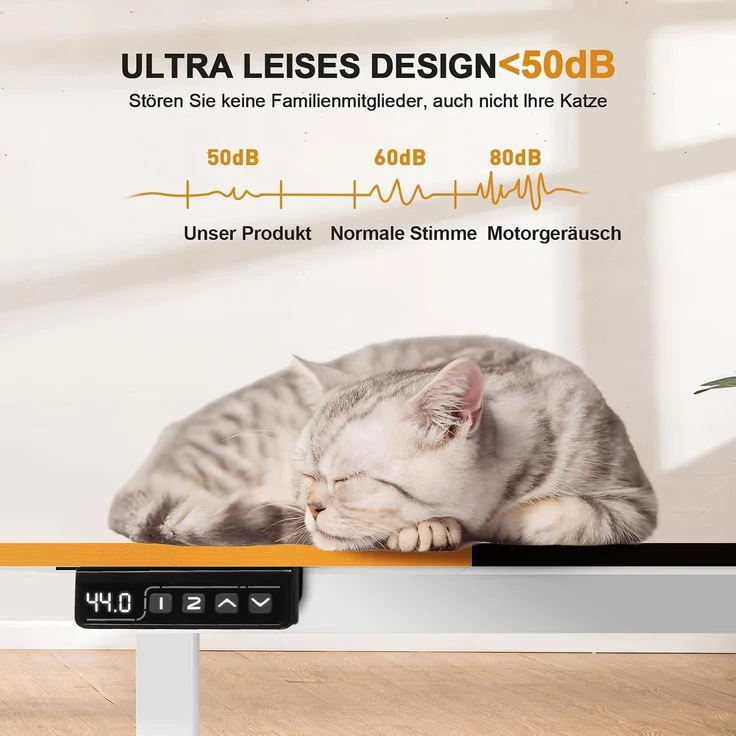 COMHOMA Höhenverstellbarer Schreibtisch 140x60 cm mit USB-Buchse und Haken, Elektrisch Verstellbarer Computertisch, Steh-Sitztisch Stehpult Stehschreibtisch braun – Bild 2