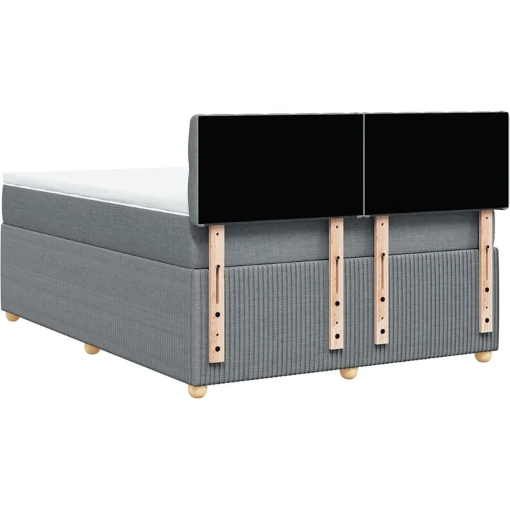 vidaXL Boxspringbett mit Matratze Hellgrau 160x200 cm Stoff 3289814 – Bild 8