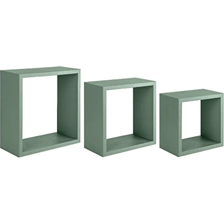 Homemania Incubo Wandregal für Wohnzimmer, Schlafzimmer, Büro, MDF, Grün, 35 x 35 x 15,5/30 x 30 x 15,5/25 x 25 x 15,5 cm – Bild 2