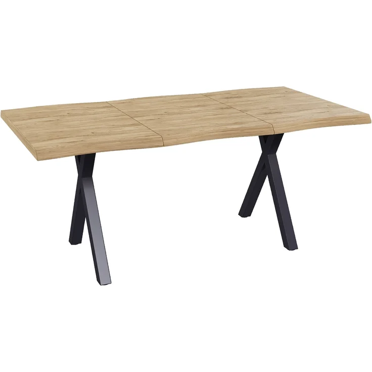 Merax Esstisch 160*78*75cm, geeignet für 4-6 Personen, Wellenförmiges Tischplattendesign, verdickte Tischplatte, X-förmige Eisenbeine, Holzfarbe – Bild 9