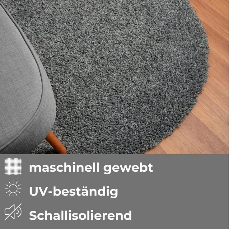 OTTO home Hochflor-Teppich Banji, rund, Höhe: 37 mm, Uni Farben, weich und flauschig, auch als rechteckig erhältlich – Bild 3