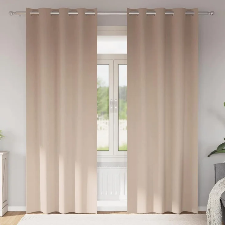 Verdunkelungs-Vorhänge | für Wohnzimmer & Schlafzimmer mit Ringen 2 pcs Taupe 245 x 140 cm – Bild 2