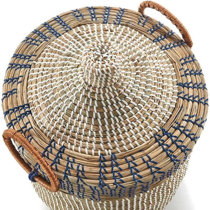 Kobolo Aufbewahrungskorb Korb BOREA aus Seegras inkl. Deckel und Griffen (Stück, 1 St, Stück), Korb mit Deckel – Bild 3