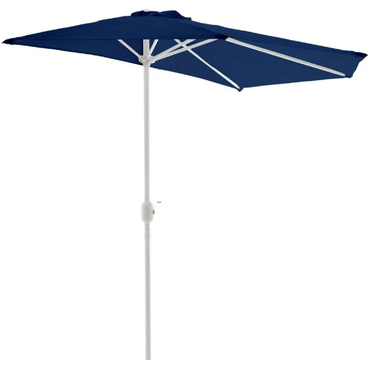 VCM Halbrunder Sonnenschirm, Balkon-Sonnenschirm blau, 2,7 m mit Kurbel und pflegeleichter Polyesterbespannung