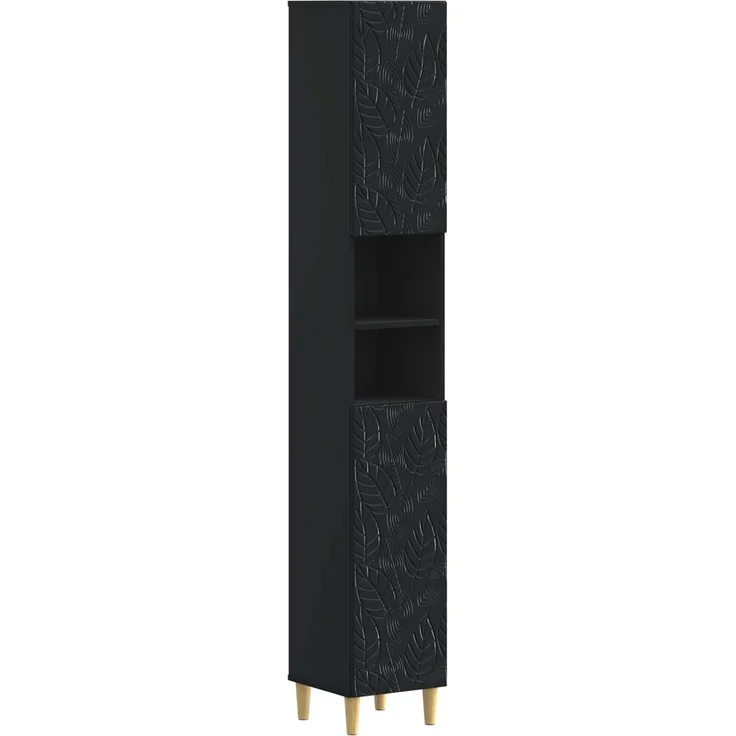 vidaXL 3-teiliges Badezimmer-Schranksystem DELFT Schwarz Holzwerkstoff 3417460 – Bild 5