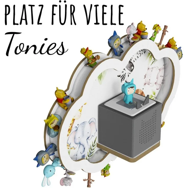 Holzura Kinderregal Tonieregal für Toniebox, Kinderregal Wolke Regal Tonie Figuren