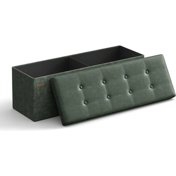 Songmics Sitzhocker Sitztruhe, Sitzbank, Waldgrün, 110L cm – Bild 2